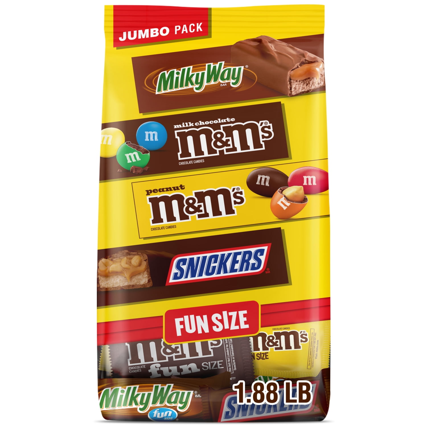 (4 pack) M&M's, Snickers & Milky Way Fun Size Chocolate Candy Variety pack - Bulk Bag