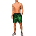 thumbnail image 2 of INSPIRE CHIC Argyle Sequin Shorts for Men's Metallic Elastic Waist Disco Shiny Hot Shorts with Pocket 28 Green, 2 of 5