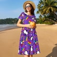 thumbnail image 4 of Naloa Rainbow Lgbt Penguin Print Womens Summer A-Line Dress with Pockets,Short Sleeve Dresses,Flowy Beach Swing Dress for Vacation Travel, 4 of 6