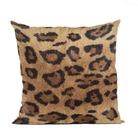 Plutus Brown Jaguar Animal Faux Fur Luxury Throw Pillow - Double sided 24" x 24"