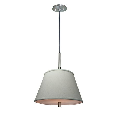

Satin Nickel Pendant Light with Empire Textured Oatmeal Slotted UNO Shade and Diffuser