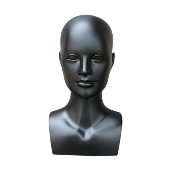 Dualoai Male Mannequin Head Cap Display Holder Beauty Accessories Displaying Adults Manikin Head Wig Display Stand for Necklace Scarf Matte Black