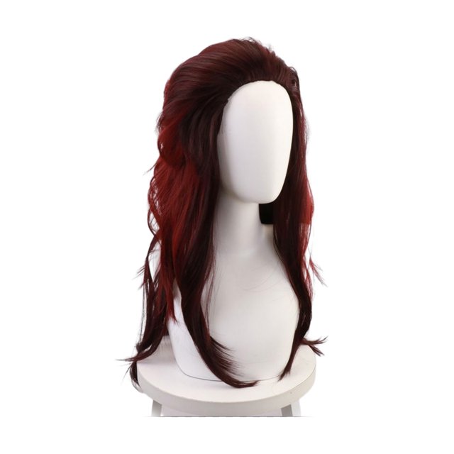 Peluca para cosplay Demons Slayers Kamado Tanjirou, color marrón, 60 cm
