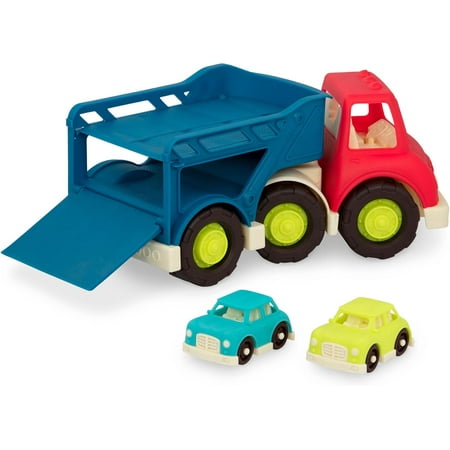 B. toys Car Carrier Truck Toy Car Carrier 2 Mini Cars Toy Trucks for Toddlers Kids 12 Months + Happy Cruisers – Car Carrier