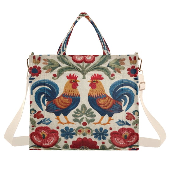 Corduroy Tote Bag for Women Shoulder Handbags Fashion Ladies Purses Satchel Messenger Bags Male and Female Chickens S