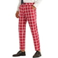 thumbnail image 4 of INSPIRE CHIC Plaid Pattern Pants for Men's Slim Fit Flat Front Work Office Checked Trousers Red 34, 4 of 4