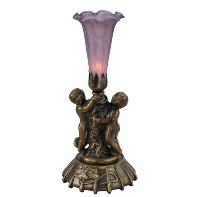 12"High Lavender Cherub Pond Lily Mini Lamp