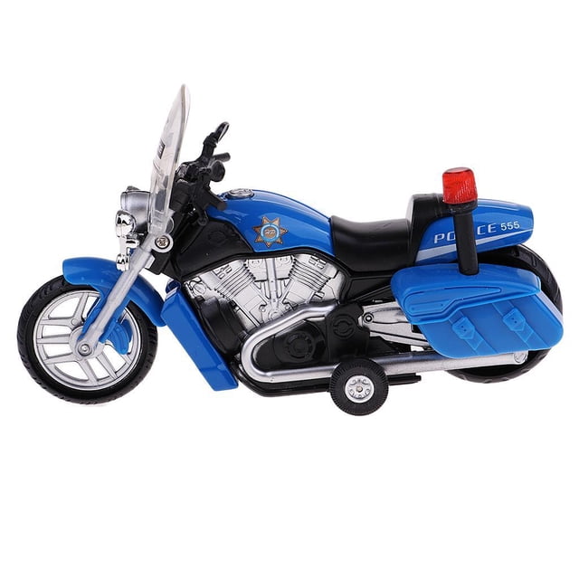 Juguete de Vehículos de Simulación Modelo de Motocicleta de Patrulla tirarere Hacia Atrás con para , Azul, x 10cm Yotijar Juego de motos