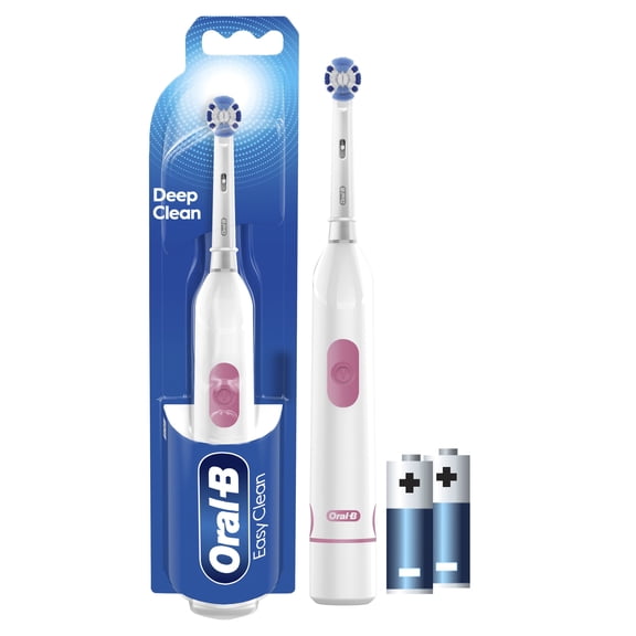 Oral-B Toothbrush, Easy Clean Compact Head Battery Powered Electric Toothbrush, White, for Adults and Children 3 
