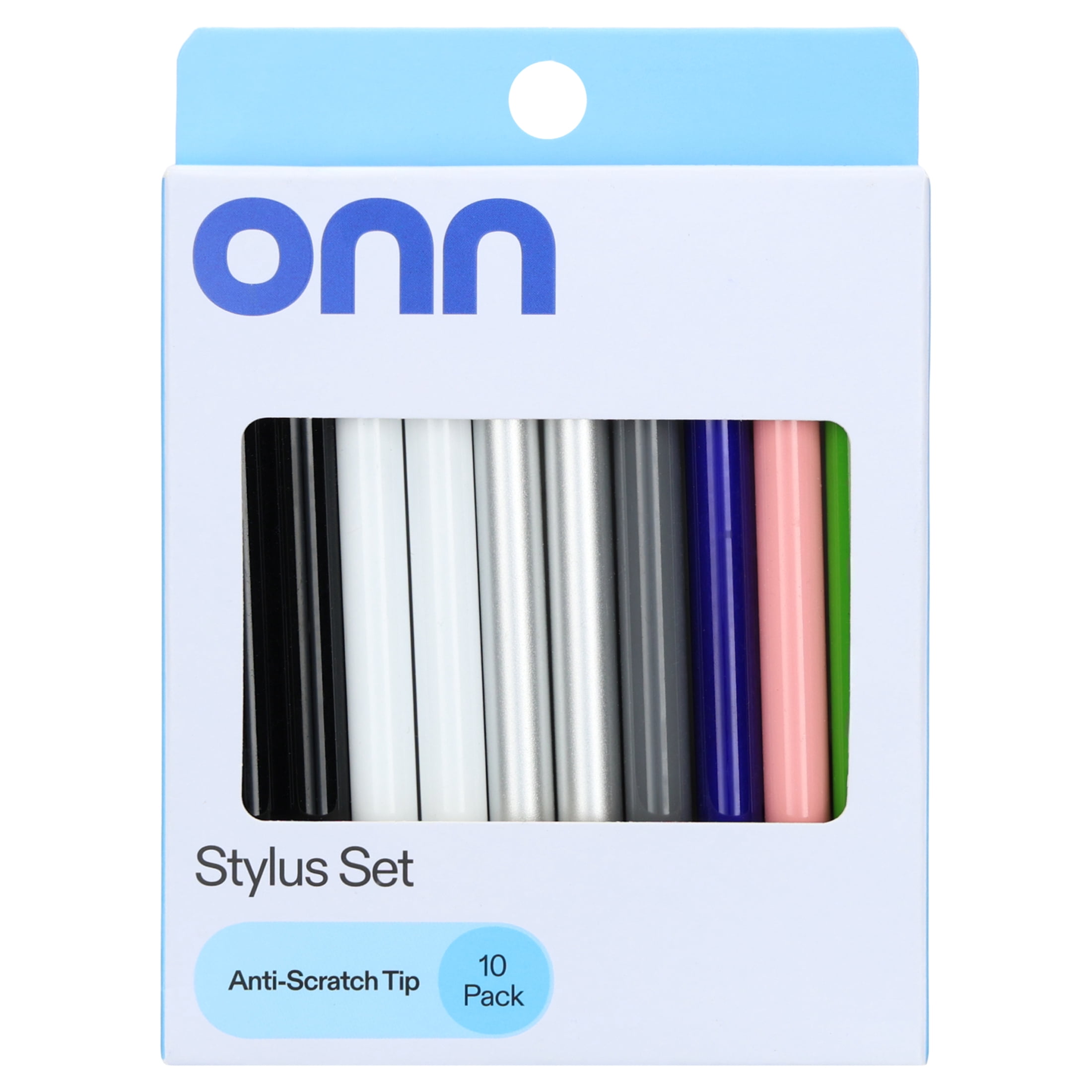 onn Stylus Pens Set, Multicolor, 10 Count