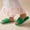 Green, variant on Women's Open Toe Slide Slippers Embossed Velour Wide Strap Cushioned Insole Quiet Non-Slip Rubber Sole All Season Indoor Casual House Footwear(Green,36-37)