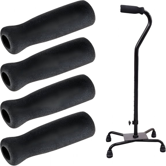 XIBUFE 4 Pack Foam Cane Handle Cushion Replacement, NBR Offset Walking Stick Cushion, Anti-Slip Handle Grips for Walker, Bicycle Handlebar Cover, Cane Accessories