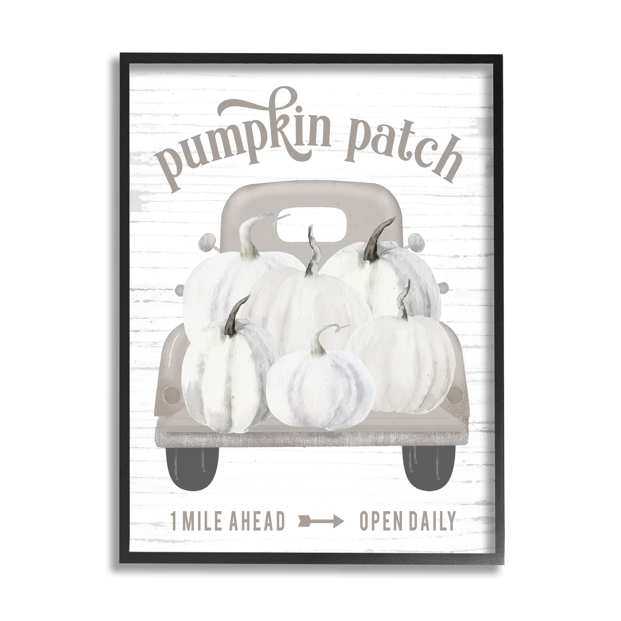 Rustic Pumpkin Patch Seasonal Fall Harvest Sign Transportation Graphic Art Framed Art Print Wall Art