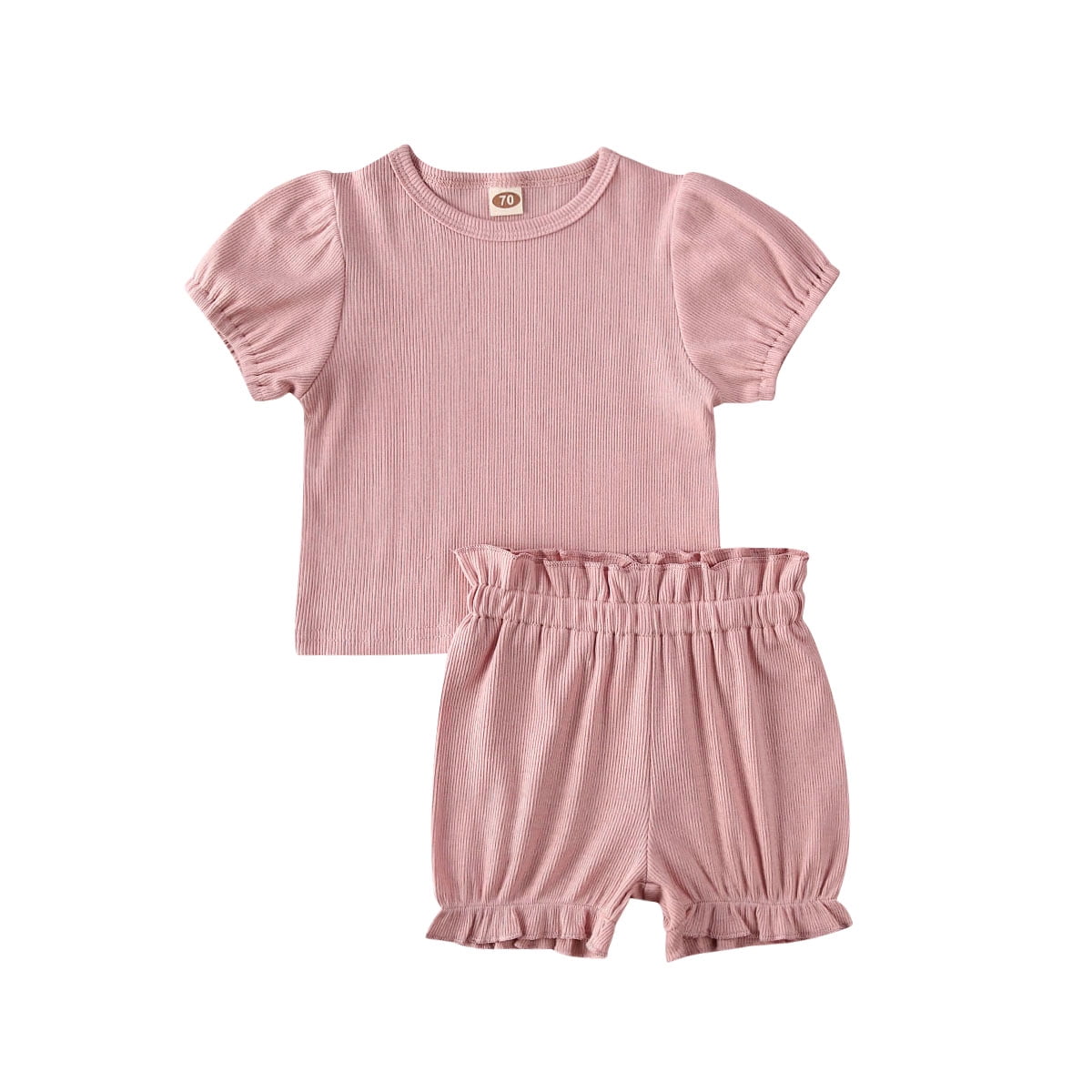 Kosusanill Newborn Toddler Baby Girl Boy Shorts Set Cotton Linen Knitted Ribbed Outfit 2Pcs Summer Casual Clothes