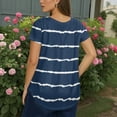 thumbnail image 3 of TQWQT Plus Size Tops for Women Sexy Summer V Neck Criss Cross Tshirts Striped Color Block T-Shirt Short Sleeve Shirts Dressy Casual Blouses Blue 3XL, 3 of 4