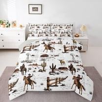 Castle Fairy Female Men Western Cowboys Twin Comforter Sets,Farm Highland Cow Bedding Set