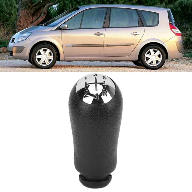 Car Shifter Head, ABS Silver Black Car Modification Gear Knob with Patterns for Car Upgrade 5 Gears