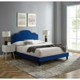 thumbnail image 2 of Platform Bed Frame, Rivet Nailhead, King, Blue Navy, Velvet, Mid Century Bedroom, Modern Contemporary Boutique HB35476, 2 of 12