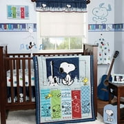 Lambs & Ivy Bedtime Originals Hip Hop Snoopy 4pc Crib Bedding Set, Blue