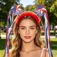 thumbnail image 4 of Homellea 4th of July Patriotic Headband, 9.64 Inch Red White Blue Star Hair Hoop with 250 Year Anniversary Ribbon Streamers for Independence Day, Memorial Day, Parade and Party Decor, 4 of 6