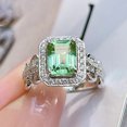 thumbnail image 4 of Vintage Lace Rectangular Ring With Copper Band And Green Zircon Inlay For Women Sizes 6 7 8 9 10 Jewelry Quadrilateral, 4 of 6