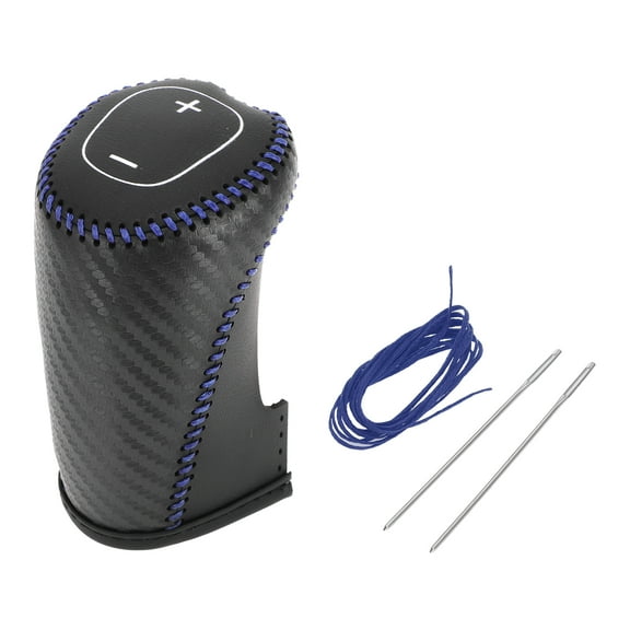 Unique Bargains Gear Shift Knob Cover for Chevrolet Malibu 2016-2020 Anti-Slip Black Carbon Fiber Blue Stick Shifting Handle Protector Faux Leather 1 Pc