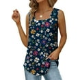 thumbnail image 2 of JINMGG Women's Fashion Prinded Square Neck Comfortable Loose T-Shirt Sleeveless Blouse Casual Tops Dark Blue S, 2 of 5