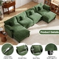 thumbnail image 6 of BedLuxury 146.5’’ U shape Modular Sectional Sofa with Movable Ottomans, Modern Chenille Deep Seat Couches for Living Room, Apartment, Office, 4-Seat, Green, 6 of 10