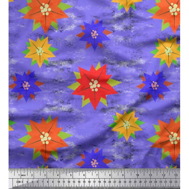 Soimoi Velvet Fabric Paper Flower Art & Craft Decor Fabric Printed Yard 58 Inch Wide