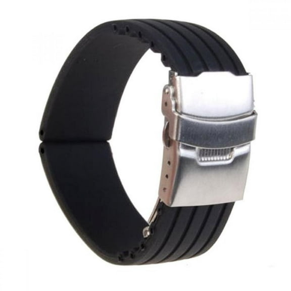 Wuffmeow Silicone Rubber Watch Strap Waterproof Band Deployment Buckle 18/ 20/22/24mm
