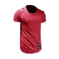 thumbnail image 3 of Big and Tall Shirts for Men Summer New Casual Solid Short Sleeve Perforated T Shirt Men T Shirts for Loose Fit plus Size Pack of Casual Mens Plain Shirt Plain 6xl XL, 3 of 5
