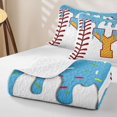 thumbnail image 4 of Erosebridal Initial Y Letter Boys Girls Bed Spread Queen, Ice Cream Baseball Queen Coverlet Set, Blue, 3pcs, 4 of 7