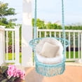 thumbnail image 3 of Costway Hanging Hammock Chair Cotton Rope Macrame Swing Indoor Outdoor Turquoise, 3 of 10