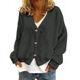 thumbnail image 4 of Womens V Neck Button Down Cardigan Cozy Soft Plush Oversized Longline Open Front Sweater, 4 of 5