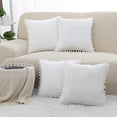 thumbnail image 2 of PiccoCasa Soft Velvet Decorative Pompoms Throw Pillow Covers White 16" x 16" 4, 2 of 7