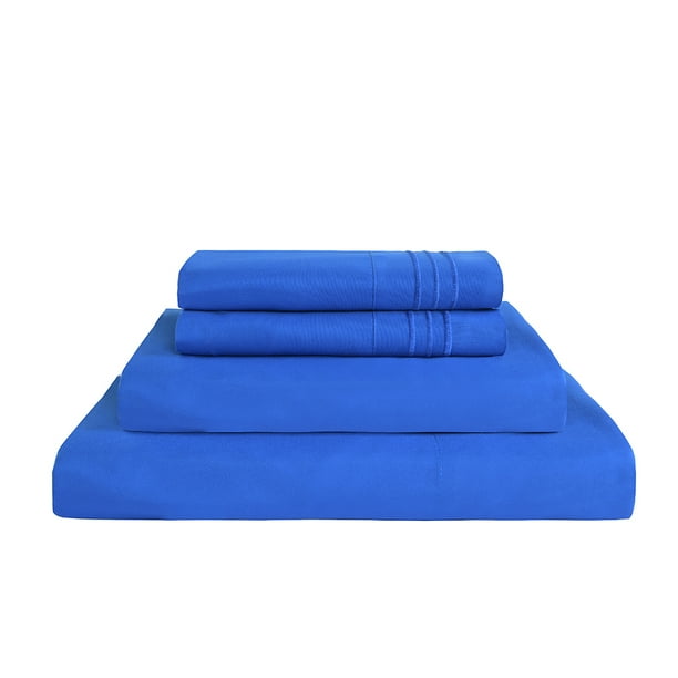 Microfiber Queen 4 Pieces Bed Sheet Set, (1 Flat Sheet, 1 Fitted Sheet