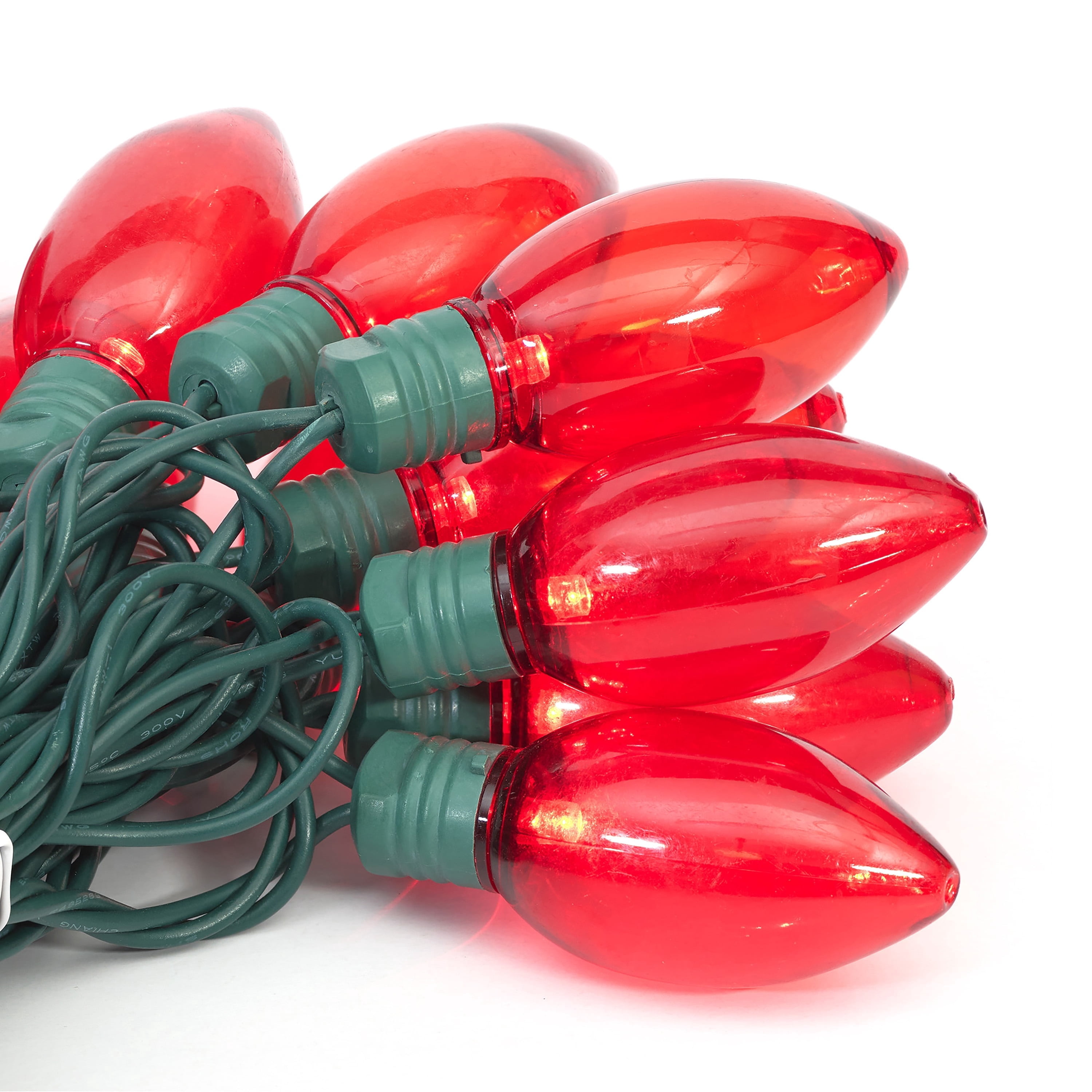 Indoor/Outdoor 100-Count LED Smooth C9 Christmas String Lights, Red, Green Wire, 57', by Holiday Time