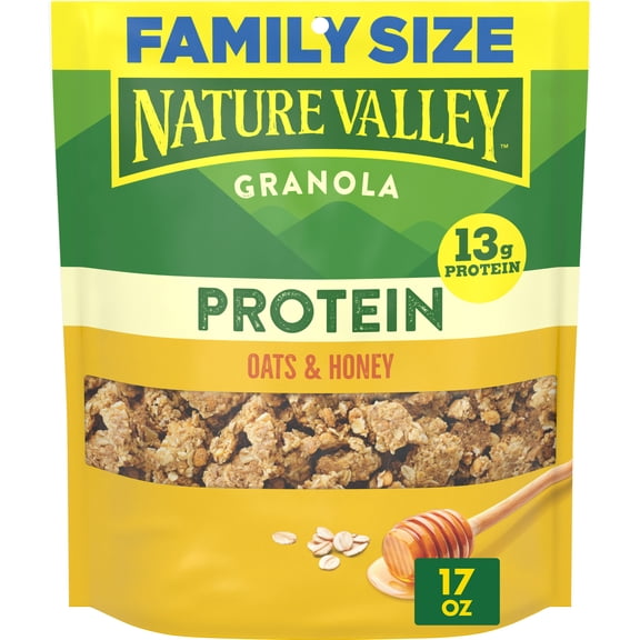 Nature Valley Protein Oats and Honey Granola, Family Size Pouch, 17 oz
