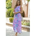thumbnail image 1 of FOLUNSI Robe Maxi Florale - Imprimé Violet Chic pour les Journées Paresseuses, 1 of 8