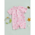 thumbnail image 5 of Toddler Baby Girl Rash Guard Swimsuit 0 6 12 18 24 Months 2T 3T Cherry/Bow Print Zipper Short Sleeve Zip Up Bathing Suit, 5 of 9