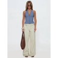 thumbnail image 4 of Low Rise Baggy Pants for Women Adjustable Waisted Wide Leg Boyfriend Pants Vintage Straight Loose Trousers Milky White M, 4 of 9