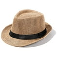 thumbnail image 3 of Fashion Unisex Spring Summer Autumn Felt Beach Sun Hat Jazz Cap Top Hats Fedora Cap LIGHT GREY, 3 of 8