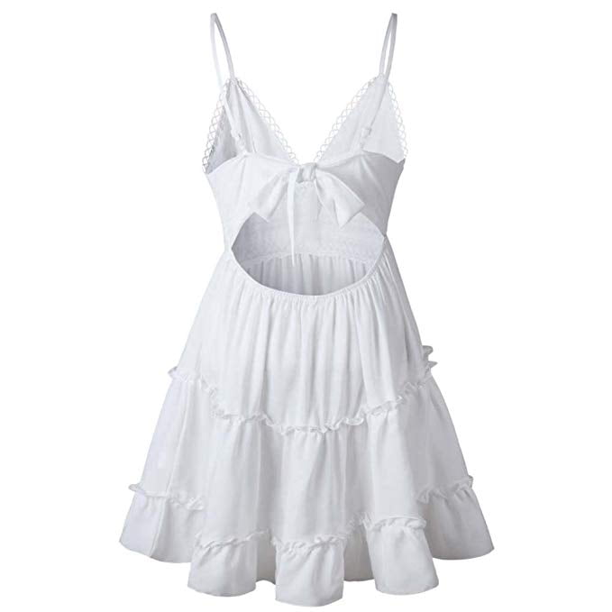 white backless beach dress