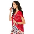 thumbnail image 4 of Roaman's Women's Plus Size Medallion Crochet Cardigan Short Sleeve Sweater, 4 of 5