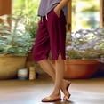 thumbnail image 2 of Resicozy Capri Pants for Women 2026 Knee Length Cotton Linen Capris Summer Straight Leg Loose Beach Bermuda Shorts with Pockets Wine 5XL, 2 of 7
