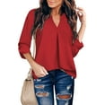 thumbnail image 5 of Fantaslook Womens Blouses 3/4 Sleeve V Neck Work Shirts Dressy Tops Chiffon Office Wear, 5 of 8