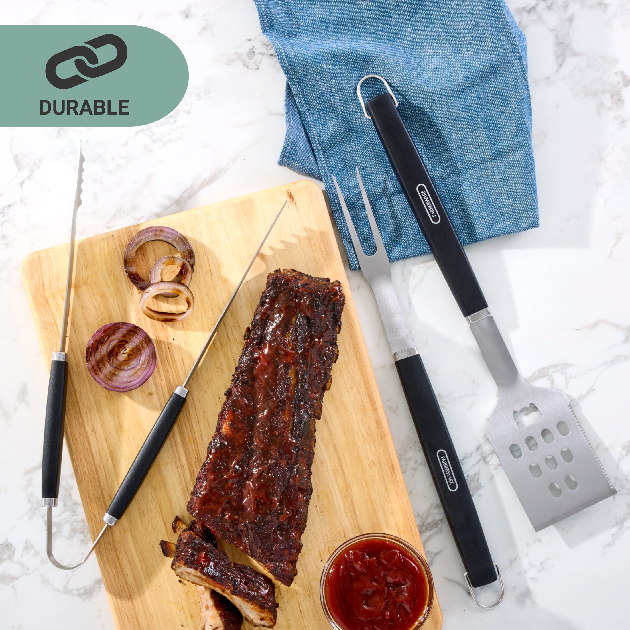 Farberware Professional Stainless Steel BBQ Grill Set, 3-Pieces