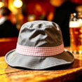 thumbnail image 2 of XIAOCHA Mens Ginghamâ Bucket Hat Solid Fisherman Hat Outdoor Headwear,Pink, 2 of 4