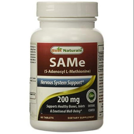 SAM-e 200 mg 60 Enteric Coated Tablets by Best Naturals - Dietary Supplement With 200 mg Active S-Adenosyl Methionine (Best Source Of Dietary Iodine)