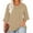 Khaki, variant on POTETI Shirts for Women Baggy Winter Casual Plus Size 3/4 Ruffled Sleeve Shirt Casual V-neck Pleated T-shirt Loose Fitting Shirt Coffee Blouse and Tops for Women